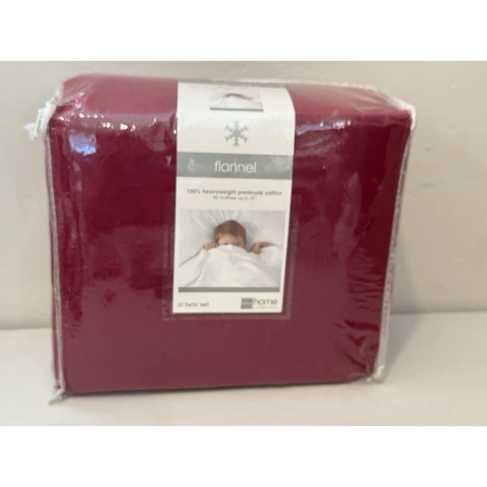 Home Collection Flannel Twin XL 100%‎ Cotton Flannel Sheet Set NEW Red